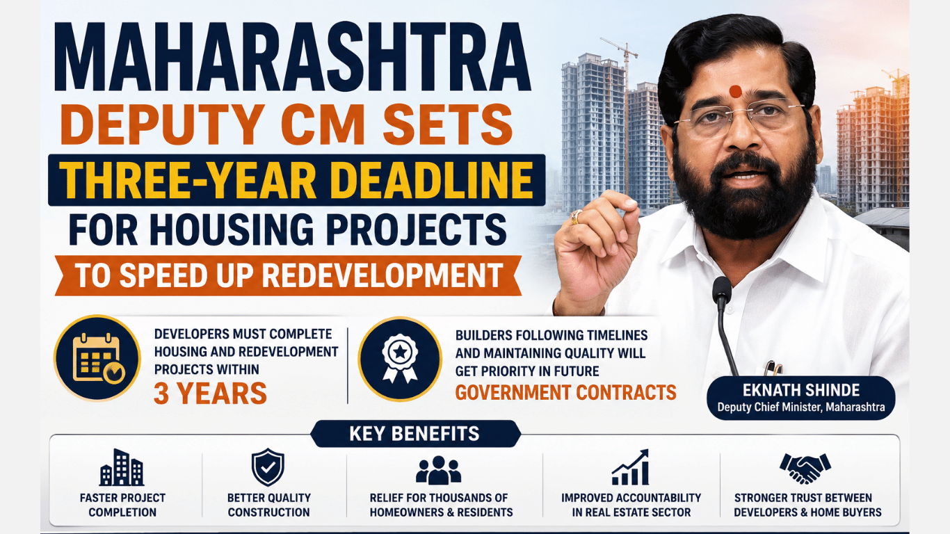 Maharashtra Deputy CM Sets Three-Year Deadline for Housing Projects to Speed Up Redevelopment